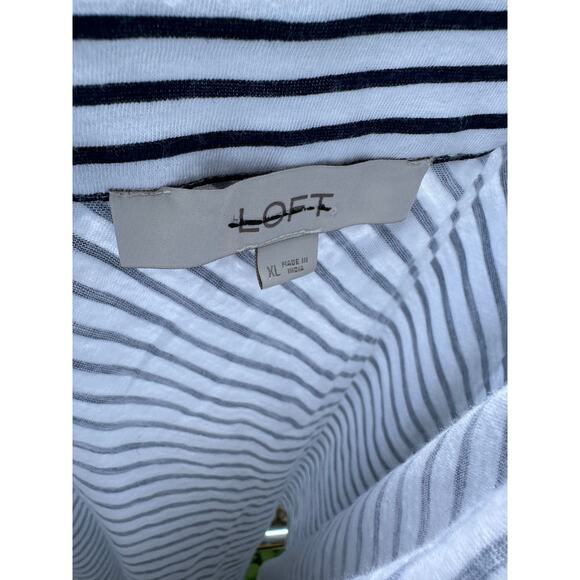 LOFT XL Black & White Striped Flutter Sleeve Tank Top - Picture 3 of 3